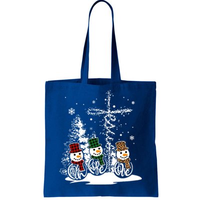 Jesus Faith Hope Love Snow Funny Merry Xmas For Christian Cool Gift Tote Bag