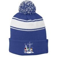 Jesus Faith Hope Love Snow Funny Merry Xmas For Christian Cool Gift Stripe Pom Pom Beanie