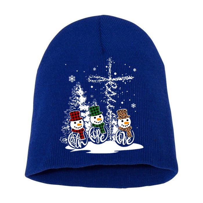 Jesus Faith Hope Love Snow Funny Merry Xmas For Christian Cool Gift Short Acrylic Beanie