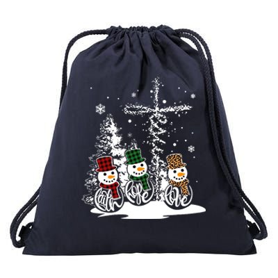 Jesus Faith Hope Love Snow Funny Merry Xmas For Christian Cool Gift Drawstring Bag