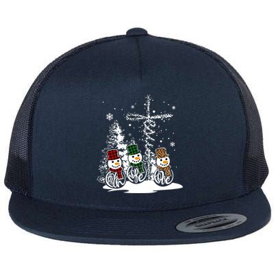 Jesus Faith Hope Love Snow Funny Merry Xmas For Christian Cool Gift Flat Bill Trucker Hat