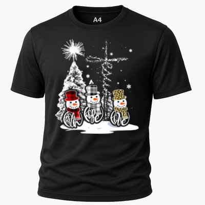 Jesus Faith Hope Love Snowman Christmas Xmas Cooling Performance Crew T-Shirt