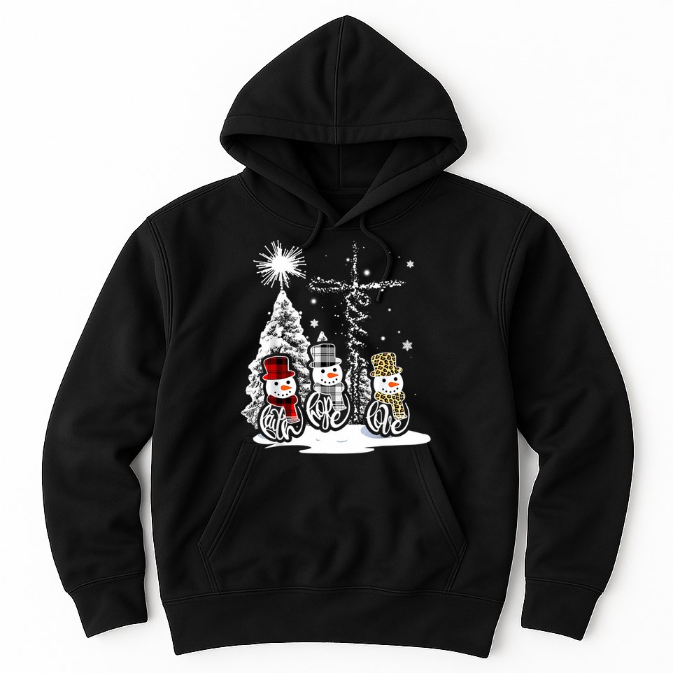 Jesus Faith Hope Love Snowman Christmas Xmas Hoodie