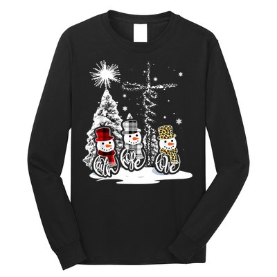 Jesus Faith Hope Love Snowman Christmas Xmas Long Sleeve Shirt