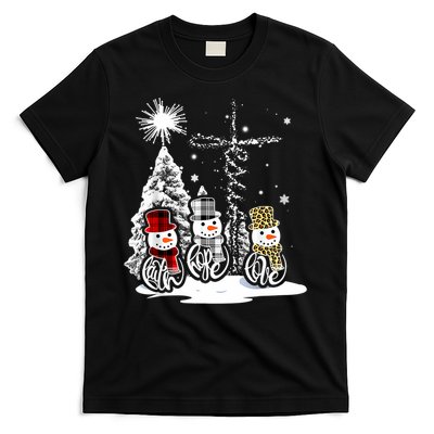 Jesus Faith Hope Love Snowman Christmas Xmas T-Shirt