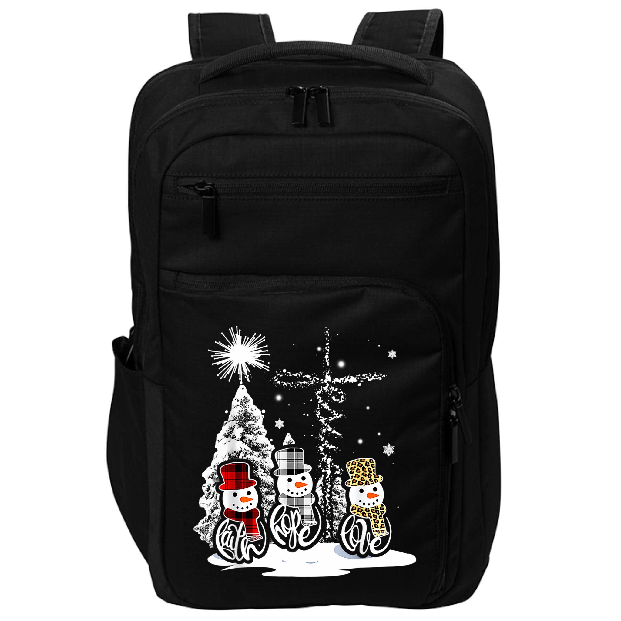 Jesus Faith Hope Love Snowman Christmas Xmas Impact Tech Backpack