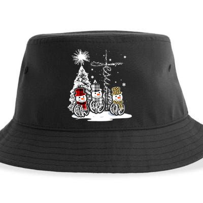 Jesus Faith Hope Love Snowman Christmas Xmas Sustainable Bucket Hat