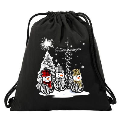 Jesus Faith Hope Love Snowman Christmas Xmas Drawstring Bag