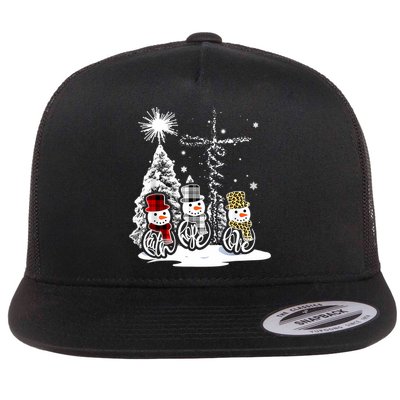 Jesus Faith Hope Love Snowman Christmas Xmas Flat Bill Trucker Hat