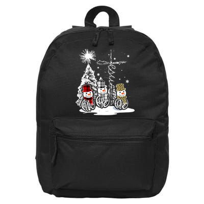 Jesus Faith Hope Love Snowman Christmas Xmas 16 in Basic Backpack