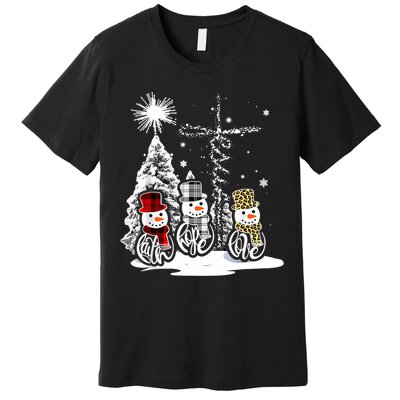 Jesus Faith Hope Love Snowman Christmas Xmas Premium T-Shirt