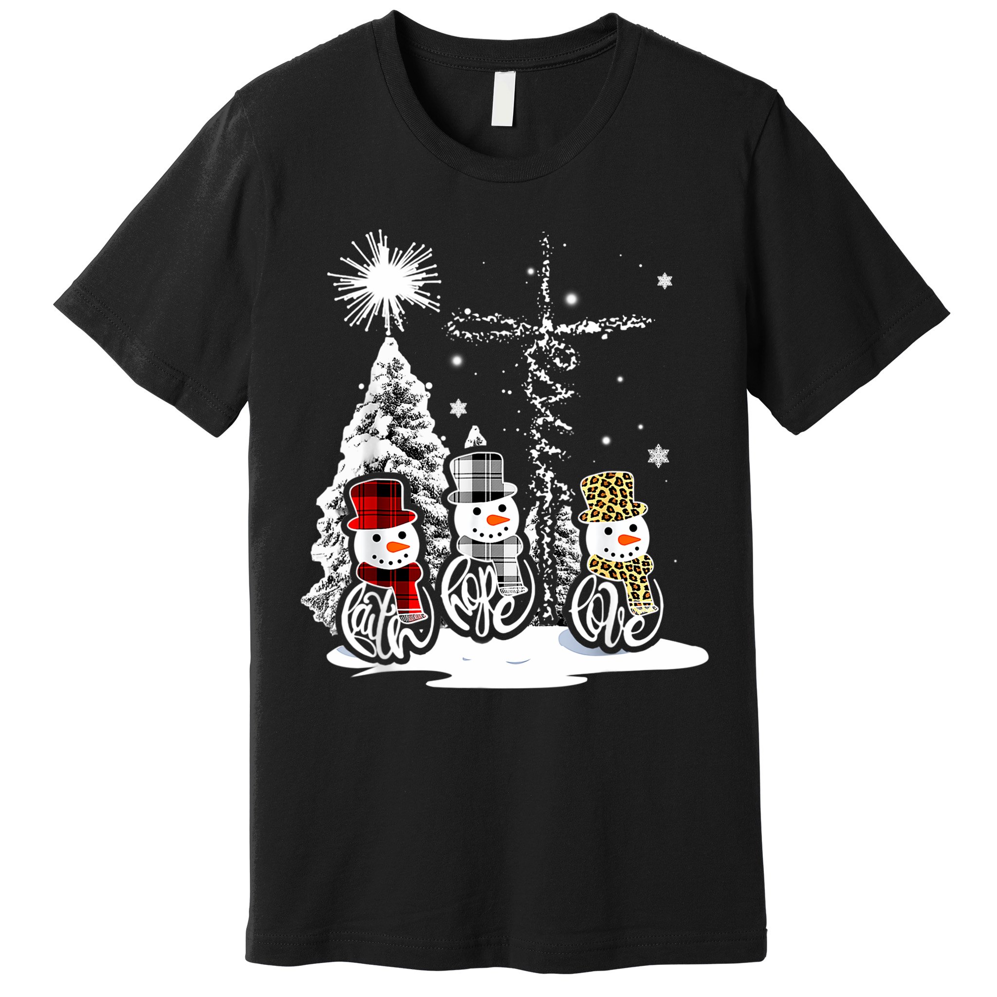 Jesus Faith Hope Love Snowman Christmas Xmas Premium T-Shirt