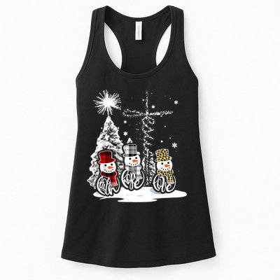 Jesus Faith Hope Love Snowman Christmas Xmas Womens Tank Top