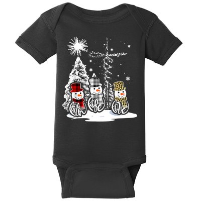 Jesus Faith Hope Love Snowman Christmas Xmas Baby Bodysuit