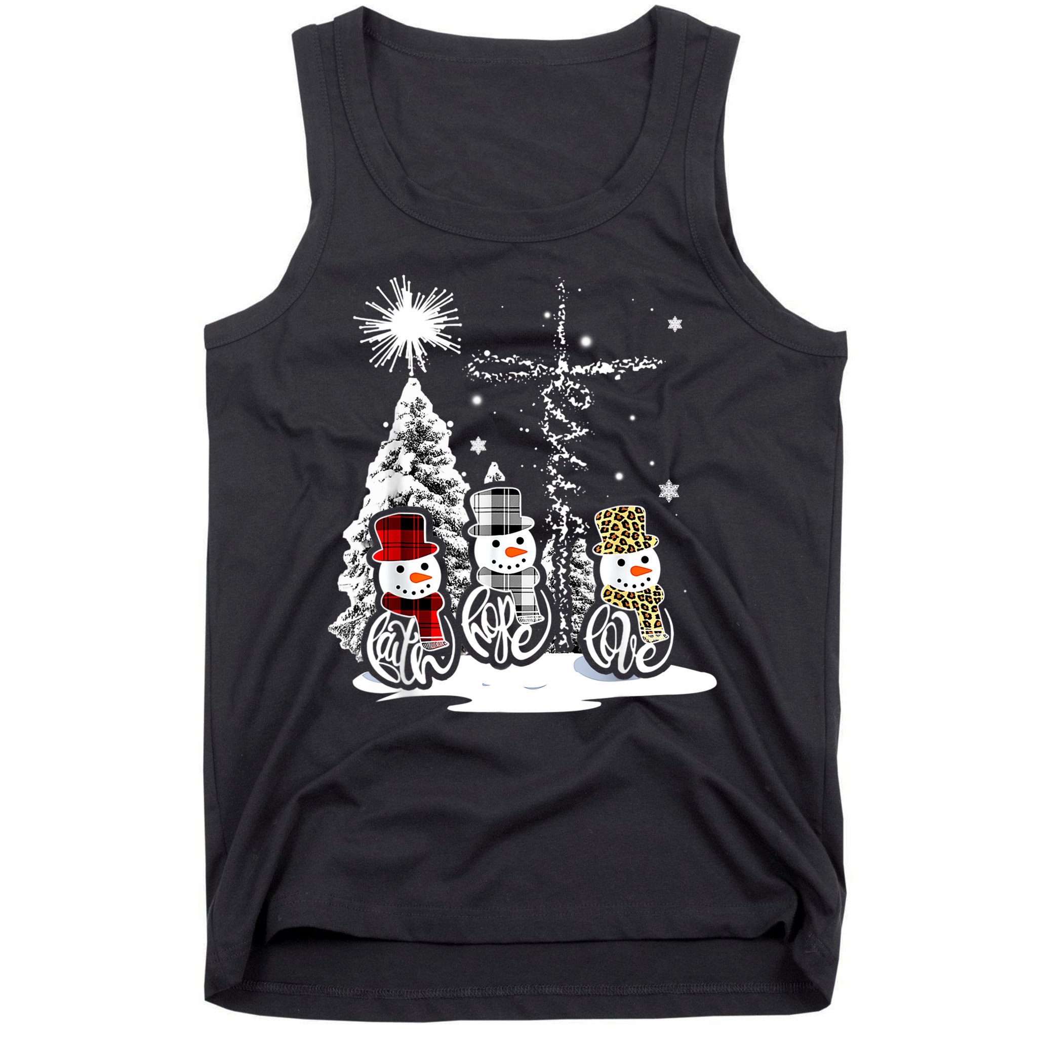 Jesus Faith Hope Love Snowman Christmas Xmas Tank Top