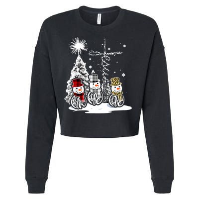 Jesus Faith Hope Love Snowman Christmas Xmas Cropped Pullover Crew