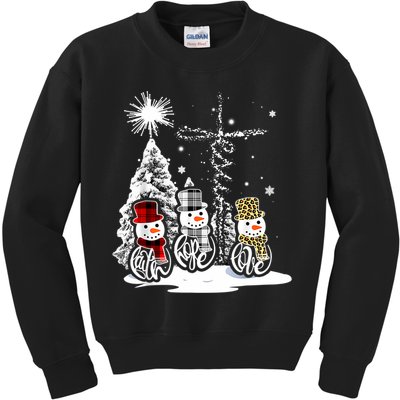 Jesus Faith Hope Love Snowman Christmas Xmas Kids Sweatshirt