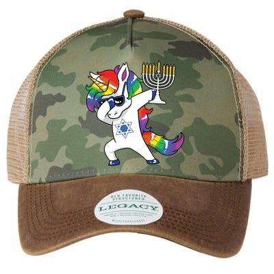 Jewnicorn Funny Hanukkah Unicorn Dabbing Unicorn Legacy Tie Dye Trucker Hat