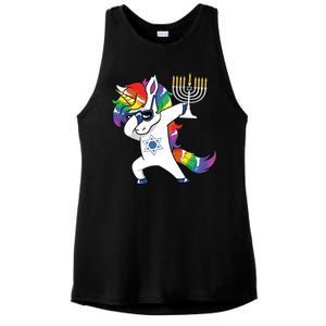 Jewnicorn Funny Hanukkah Unicorn Dabbing Unicorn Ladies PosiCharge Tri-Blend Wicking Tank