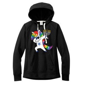 Jewnicorn Funny Hanukkah Unicorn Dabbing Unicorn Women's Fleece Hoodie