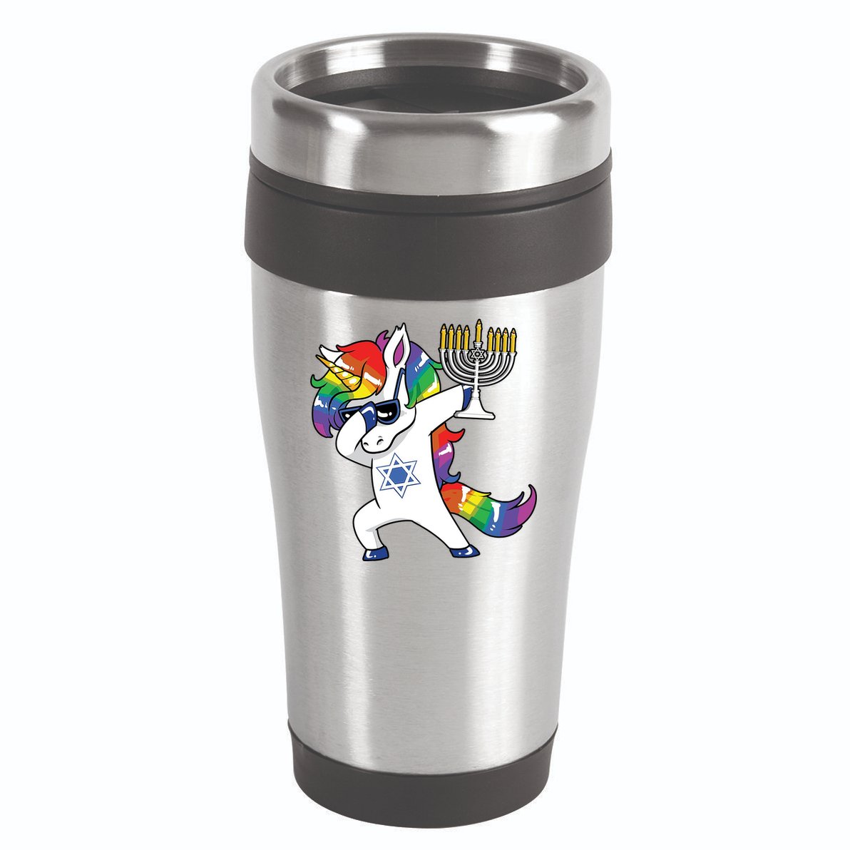 Jewnicorn Funny Hanukkah Unicorn Dabbing Unicorn 16oz Travel Tumbler