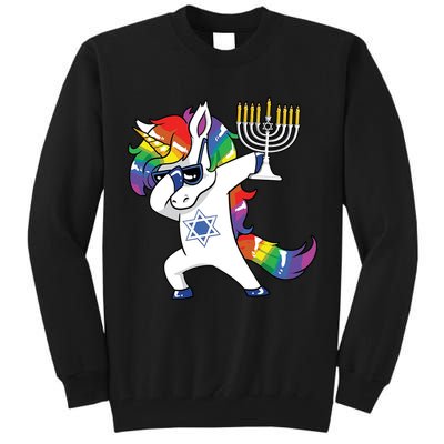 Jewnicorn Funny Hanukkah Unicorn Dabbing Unicorn Tall Sweatshirt