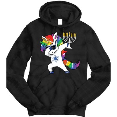 Jewnicorn Funny Hanukkah Unicorn Dabbing Unicorn Tie Dye Hoodie