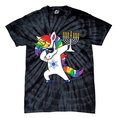 Jewnicorn Funny Hanukkah Unicorn Dabbing Unicorn Tie-Dye T-Shirt