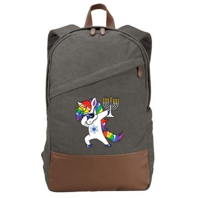 Jewnicorn Funny Hanukkah Unicorn Dabbing Unicorn Cotton Canvas Backpack