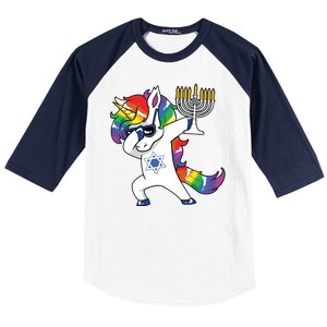 Jewnicorn Funny Hanukkah Unicorn Dabbing Unicorn Baseball Sleeve Shirt