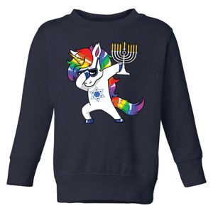 Jewnicorn Funny Hanukkah Unicorn Dabbing Unicorn Toddler Sweatshirt