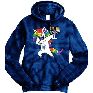 Jewnicorn Funny Hanukkah Unicorn Dabbing Unicorn Tie Dye Hoodie