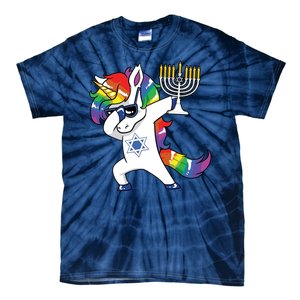 Jewnicorn Funny Hanukkah Unicorn Dabbing Unicorn Tie-Dye T-Shirt