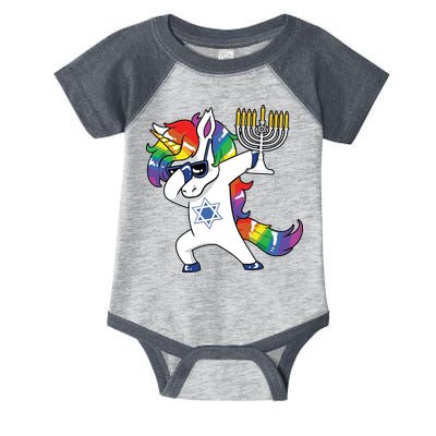 Jewnicorn Funny Hanukkah Unicorn Dabbing Unicorn Infant Baby Jersey Bodysuit