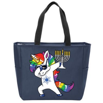 Jewnicorn Funny Hanukkah Unicorn Dabbing Unicorn Zip Tote Bag