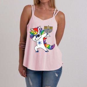 Jewnicorn Funny Hanukkah Unicorn Dabbing Unicorn Women's Strappy Tank