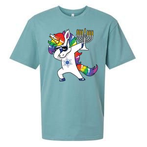 Jewnicorn Funny Hanukkah Unicorn Dabbing Unicorn Sueded Cloud Jersey T-Shirt