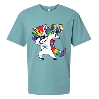 Jewnicorn Funny Hanukkah Unicorn Dabbing Unicorn Sueded Cloud Jersey T-Shirt