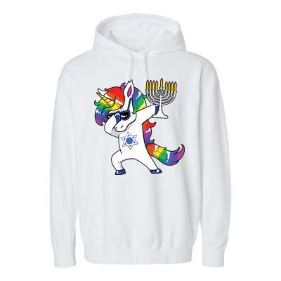 Jewnicorn Funny Hanukkah Unicorn Dabbing Unicorn Garment-Dyed Fleece Hoodie