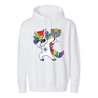 Jewnicorn Funny Hanukkah Unicorn Dabbing Unicorn Garment-Dyed Fleece Hoodie