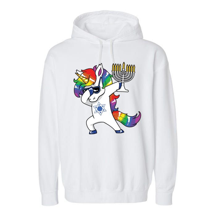 Jewnicorn Funny Hanukkah Unicorn Dabbing Unicorn Garment-Dyed Fleece Hoodie