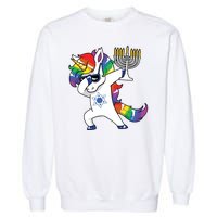 Jewnicorn Funny Hanukkah Unicorn Dabbing Unicorn Garment-Dyed Sweatshirt