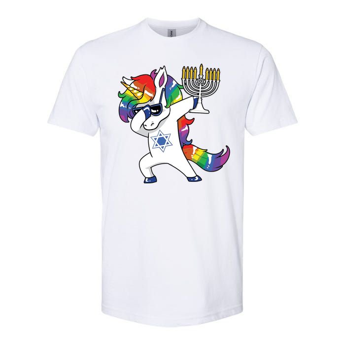 Jewnicorn Funny Hanukkah Unicorn Dabbing Unicorn Softstyle CVC T-Shirt