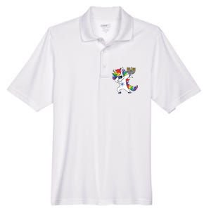 Jewnicorn Funny Hanukkah Unicorn Dabbing Unicorn Men's Origin Performance Pique Polo