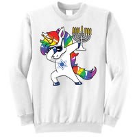 Jewnicorn Funny Hanukkah Unicorn Dabbing Unicorn Sweatshirt