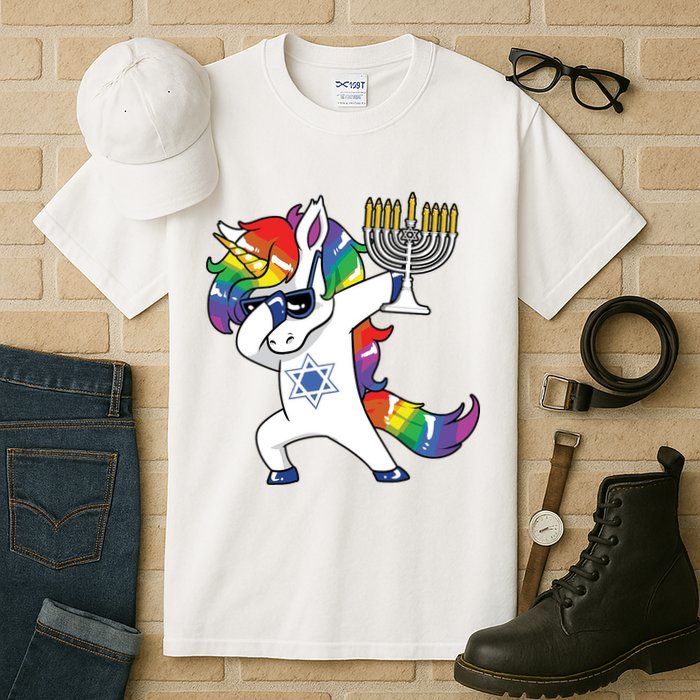 Jewnicorn Funny Hanukkah Unicorn Dabbing Unicorn Tall T-Shirt