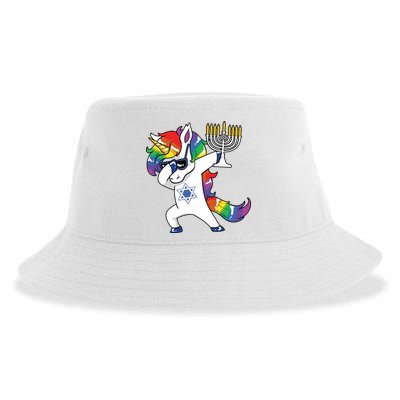 Jewnicorn Funny Hanukkah Unicorn Dabbing Unicorn Sustainable Bucket Hat