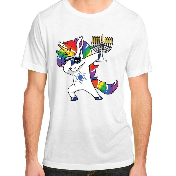 Jewnicorn Funny Hanukkah Unicorn Dabbing Unicorn Adult ChromaSoft Performance T-Shirt