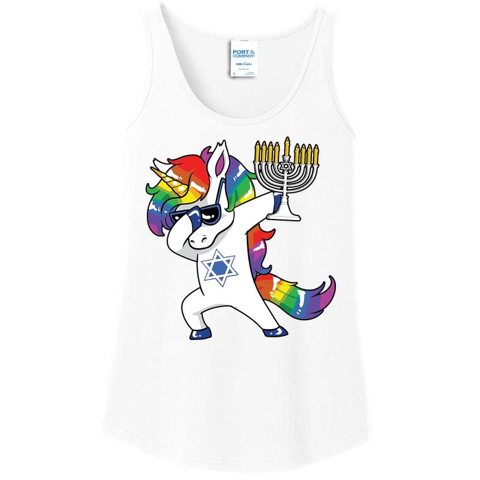 Jewnicorn Funny Hanukkah Unicorn Dabbing Unicorn Ladies Essential Tank