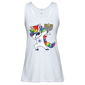 Jewnicorn Funny Hanukkah Unicorn Dabbing Unicorn Ladies Essential Flowy Tank